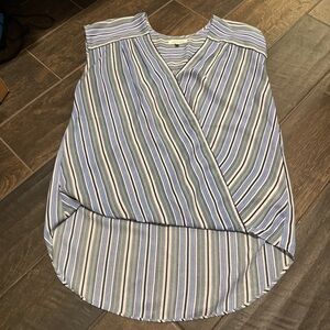 EUC Max Studio Faux Wrap Tucked Hi-Lo Blouse